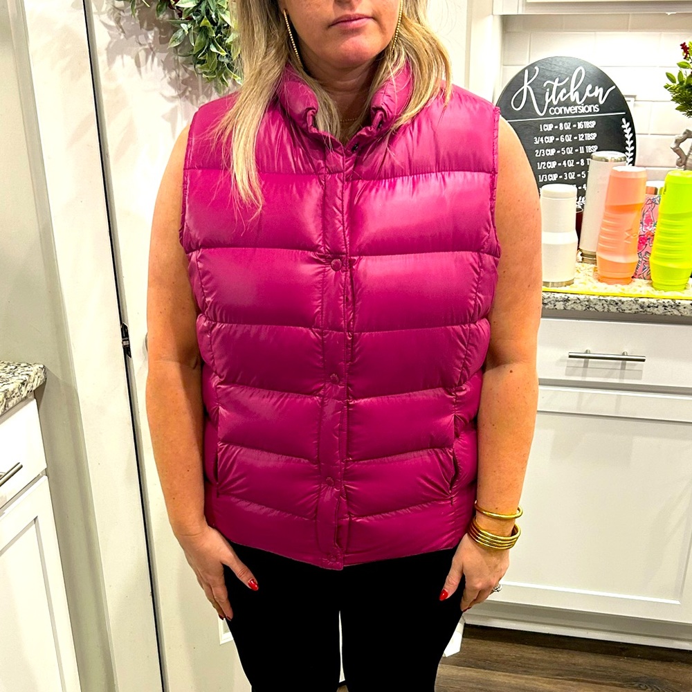 Lands End Pink button up vest